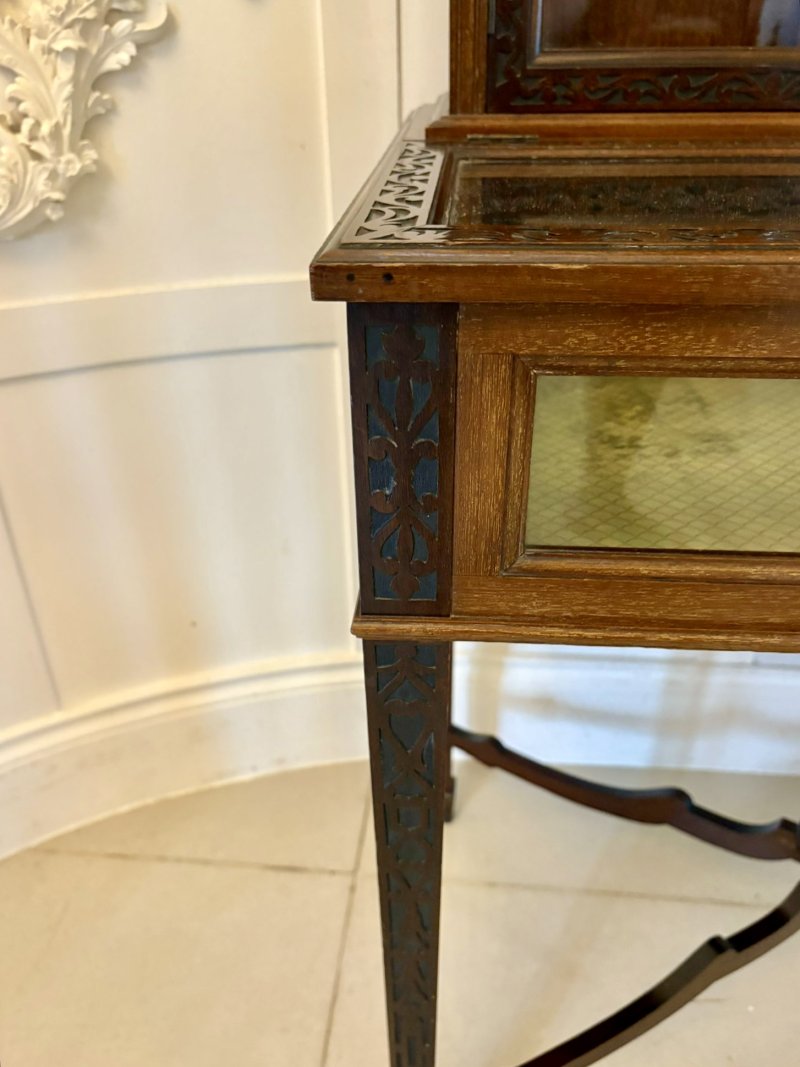 Antique Victorian Quality Carved Mahogany Bijouterie Display Cabinet - Image 8